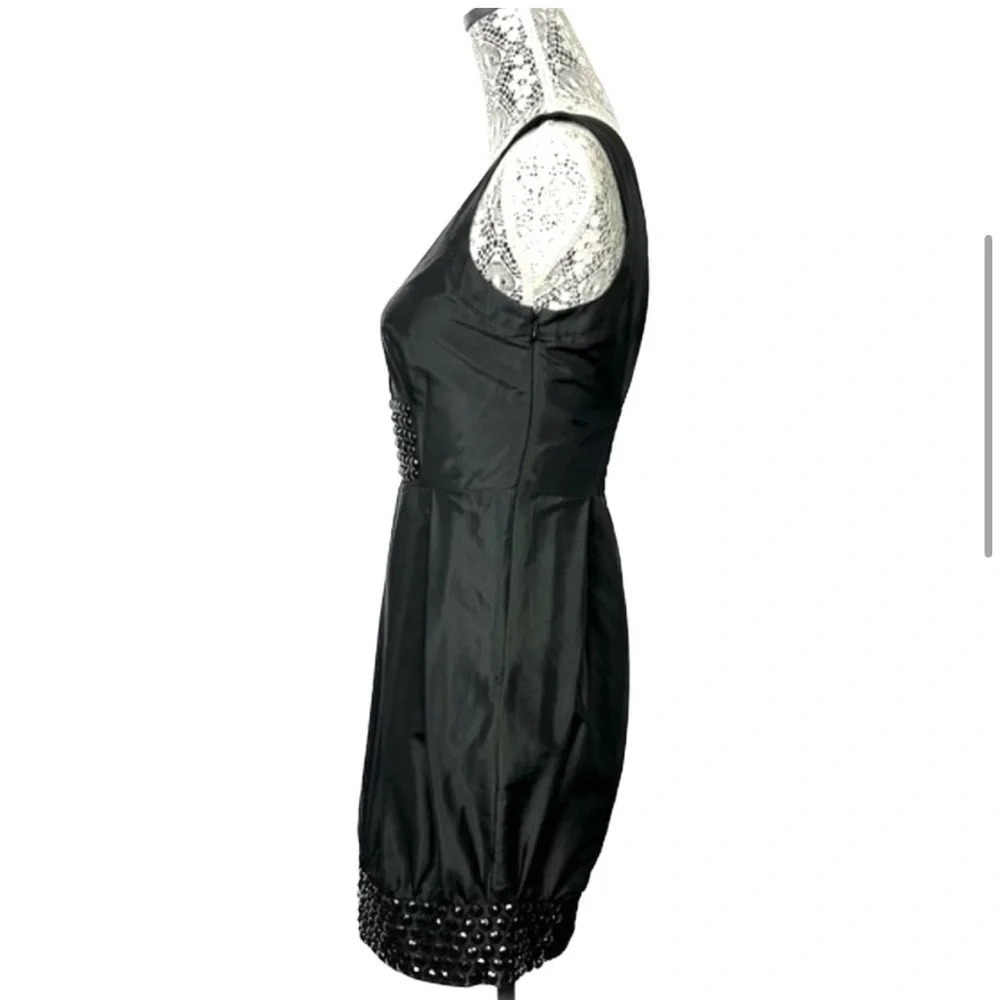 Bebe silk beaded bubble hem mini dress in black - size XS - Picture 3 of 15